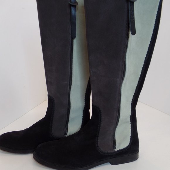 Hogan Multi Colored Block Suede Leather Knee High Zip Up  Riding Boots Sz 9 - Picture 4 of 16